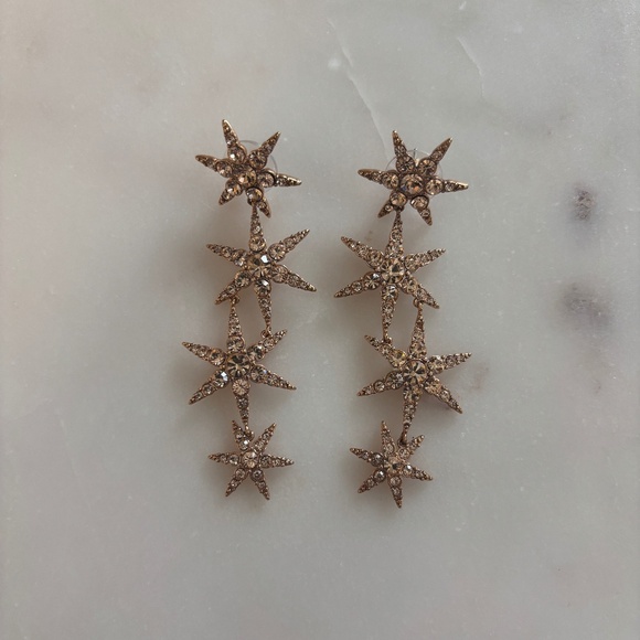 India Hicks Rose Gold Tone Falling Star Pave Diamond Earrings, NWOT - Picture 1 of 1